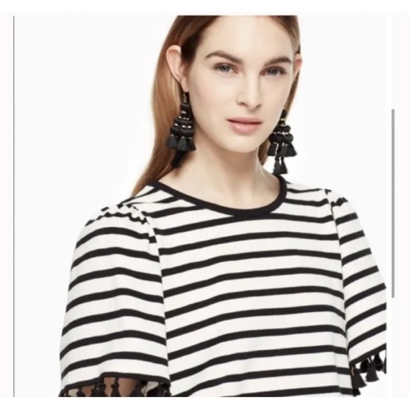 Brooke Street by Kate Spade Striped Flutter Tassel Shirt - Picture 3 of 8